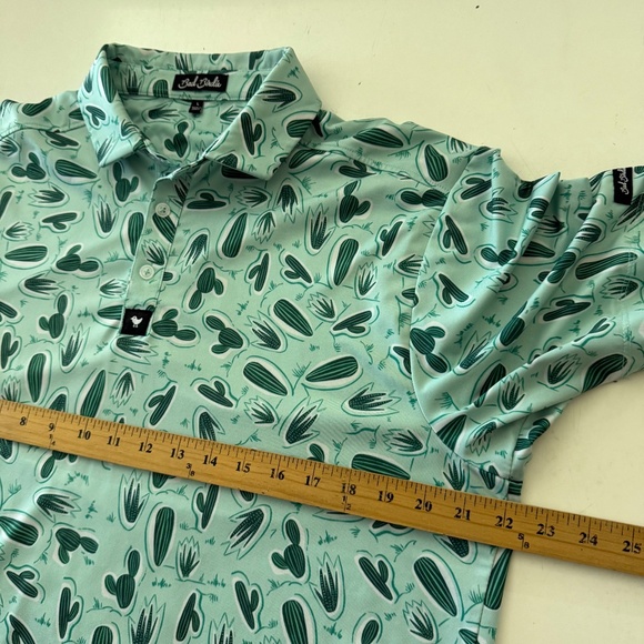Bad Birdie Tony Saguaro Cactus AOP Performance Golf Polo Mens LARGE Stretch - Picture 5 of 7